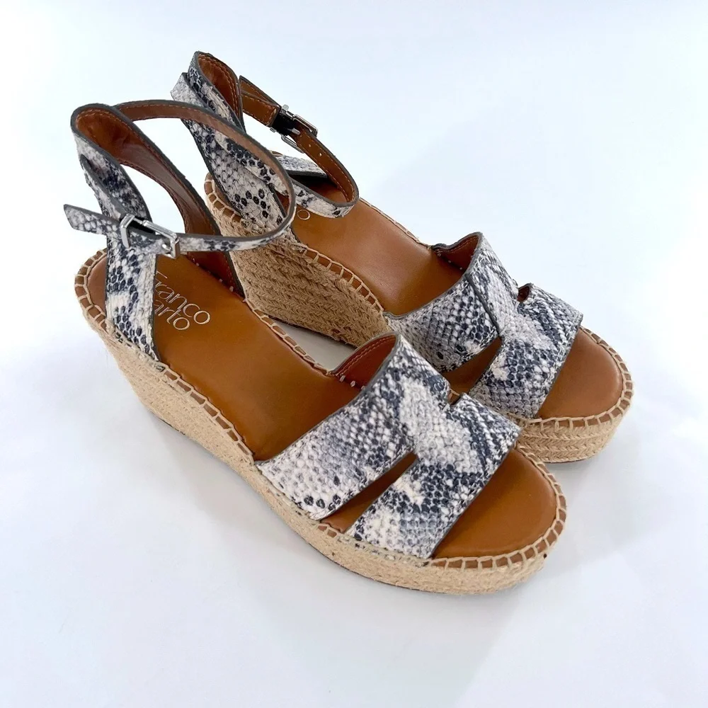 FRANCO SARTO Talya Espadrille Wedge Sandal Snake print size 9.5 M
